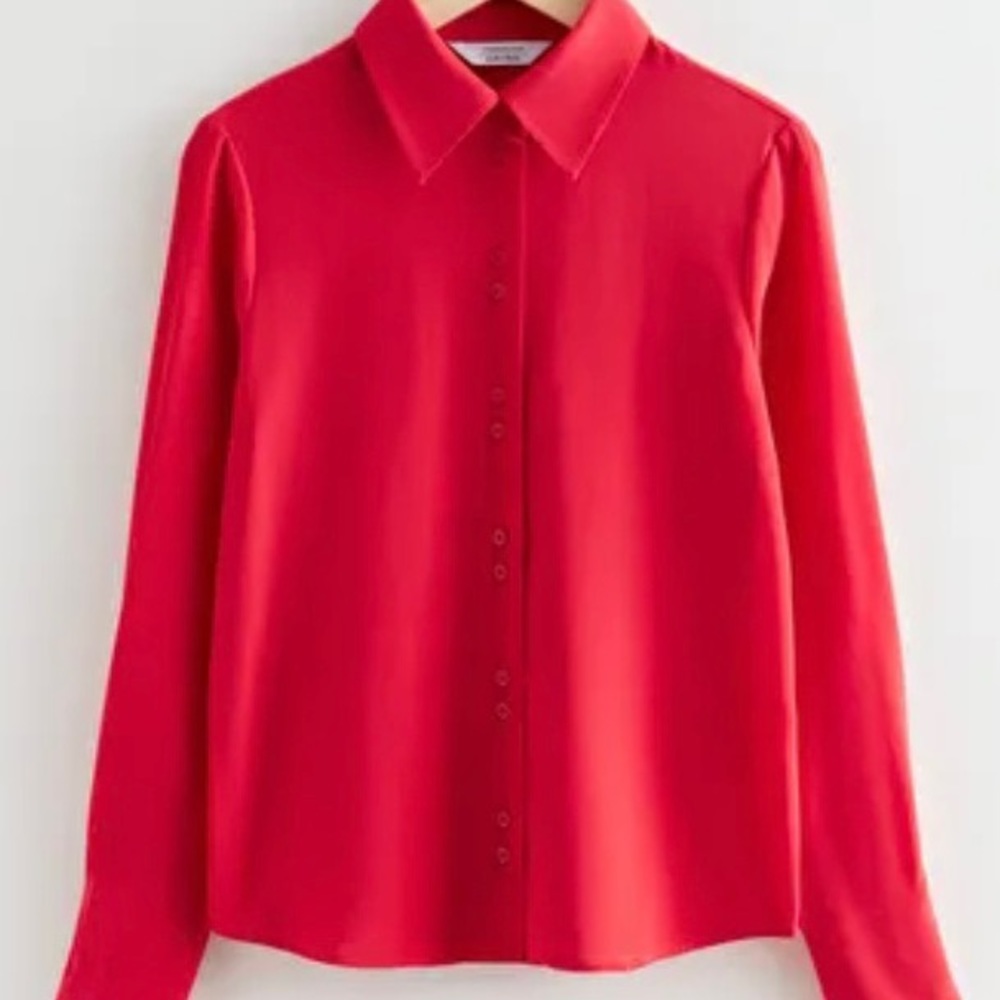 & other stories red 100% silk shirt